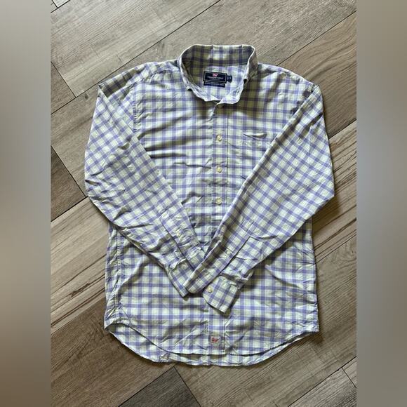 Vineyard vines Lavender purple Plaid Men’s long sleeve button up Shirt sz small - Picture 4 of 12